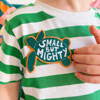 Embroidered 'Small But Mighty' Sew On Turtle Badge, 3 of 6