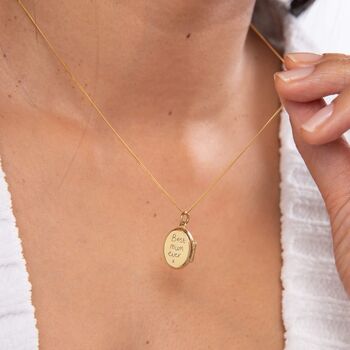 Personalised Dainty Gold Plated Sterling Silver Oval Locket With Photos, 4 of 9