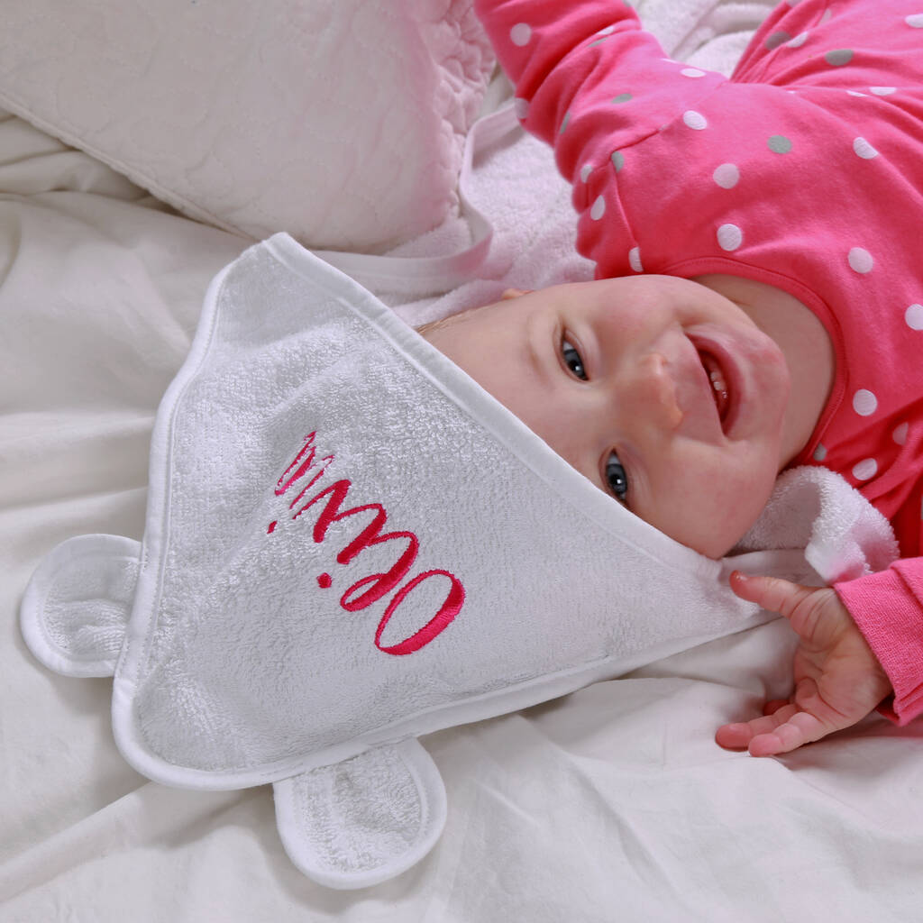 personalised hooded baby towel wrap by duncan stewart
