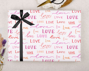 Valentine Wrapping Paper With Love Pattern, Three Sheet Pack, 3 of 3