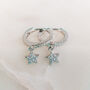 Sterling Silver And Diamante Star Huggie Earrings, thumbnail 2 of 7
