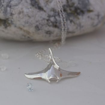Sterling Silver Manta Ray Necklace, 2 of 7