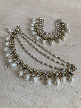 Antique Gold Plated Pearl Ear Chains/Kaan Chain, 2 of 4