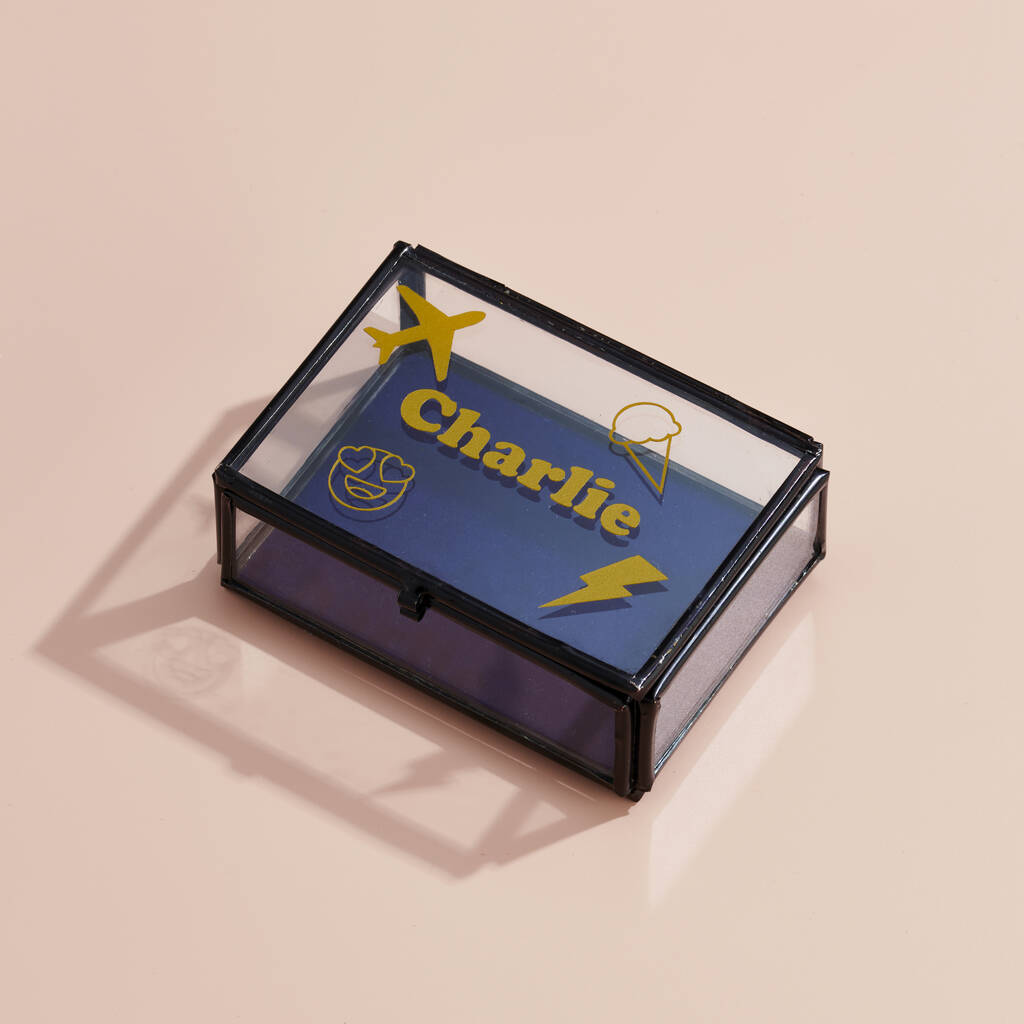 Personalised Gold Emoji Mini Glass Jewellery Box, 1 of 5