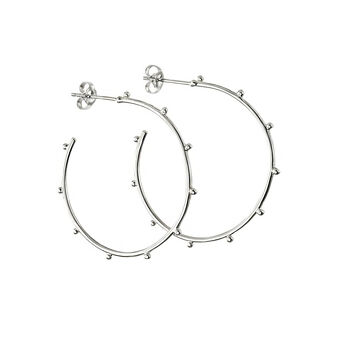 Large Sterling Silver Studded Hoop Earrings, 3 of 7