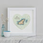Personalised Location Guernsey Map Heart Print, thumbnail 3 of 4