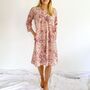 Kaftan Florence Nightdress In Pink Toile De Jouy, thumbnail 2 of 7