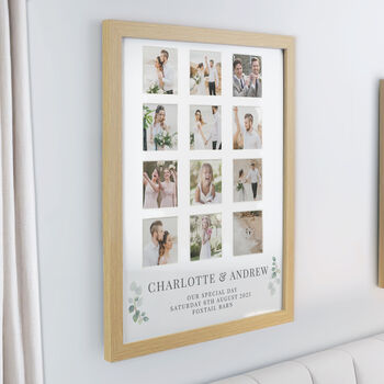 Personalised Botanical Oak Multi Photo Frame Wedding Gift, 2 of 6