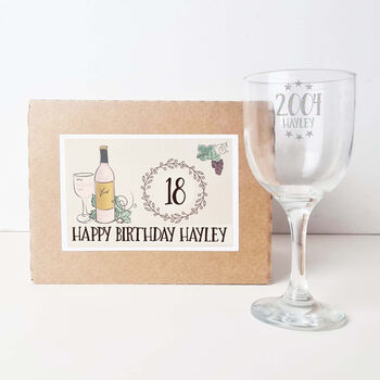 Personalised 18th Birthday Engraved Wine Glass Gift, 3 of 8