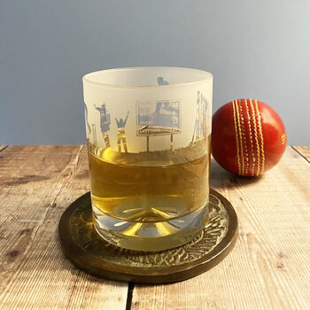Cricket Batsmen Etched Glass Tumbler, 2 of 7