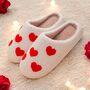 Red Love Heart Plush Slippers, thumbnail 1 of 5