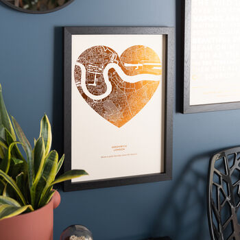 Metallic Foil Heart Map Print, 2 of 10
