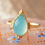 Aquamarine Pear Shaped Matt Gold Vermeil Ring, thumbnail 1 of 10