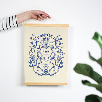 Personalised Cotton Anniversary Blue Print, 2 of 4