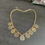 Gold Plated Filigree Coin Necklace, thumbnail 1 of 5