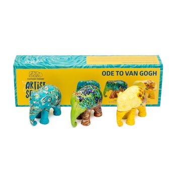 Van Gogh Elephant Gift Set Three X 7cm Elephants, 2 of 3