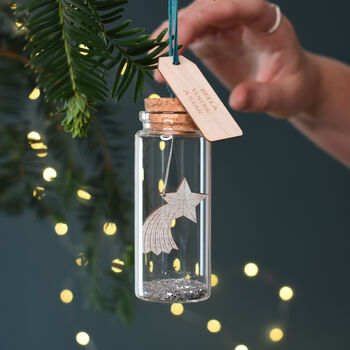 Personalised Shooting Star Hanging Christmas Bauble, 2 of 5