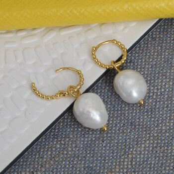 Pearl Charm Bobble Hoop Earrings, 3 of 5
