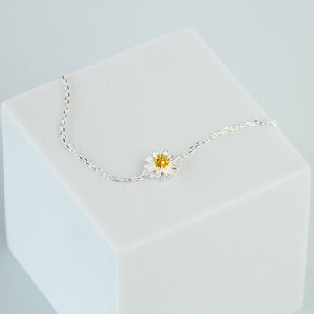 Sterling Silver Dainty Daisy Charm Bracelet, 2 of 6