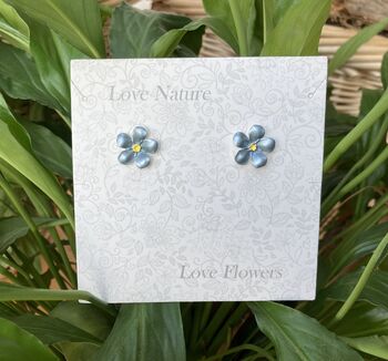 Forget Me Not Blue Flower Clip On Earrings, 3 of 4