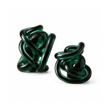Cobalt Blue Handblown Glass Knot Sculpture Set Of Two, 3 of 11