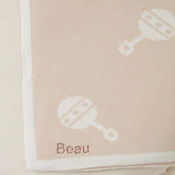 Beige Reversible Rattle Print Cotton Baby Blanket, 2 of 2