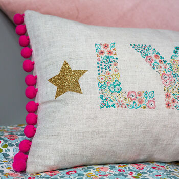 Personalised Name And Glitter Stars Cushion, 4 of 7