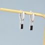 Sterling Silver Black Baguette Cut Cz Huggie Hoop Earrings, thumbnail 3 of 12