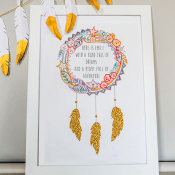 Personalised Name Dream Catcher Print For Children, 10 of 11
