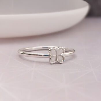 Silver Four Leaf Clover Ring, 2 of 5