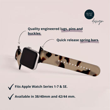 Ivory Tortoise Shell Vegan Leather Apple Watch Band, 5 of 7