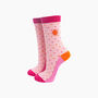 Embroidered Sun Spotted Combed Cotton Socks In Pink, thumbnail 1 of 4