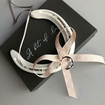 Personalised Moon Charm Lucky Wedding Horseshoe, 2 of 8