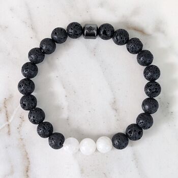 Men's Moonstone And Lava Bead June Birthstone Bracelet, 6 of 10