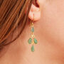 Emerald Carved Gemstone Gold Plated Silver Earrings, thumbnail 4 of 7