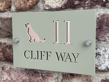 Personalised Dog Silhouette Design House Number Sign Acrylic, 2 of 3
