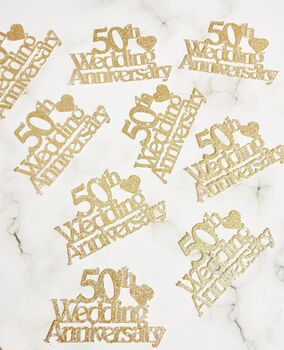 Golden 50th Wedding Anniversary Confetti Table Decorations, 3 of 7