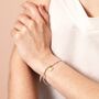 Stainless Steel Pull Cord Heart Charm Bracelet In Gold, thumbnail 3 of 4