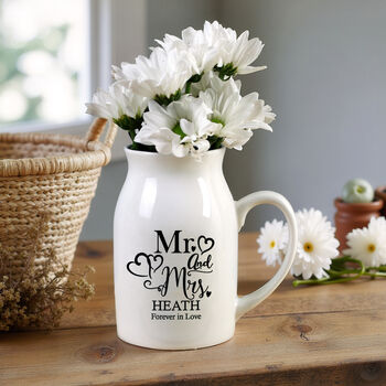 Personalised Mr And Mrs Ceramic Flower Jug, 2 of 4