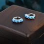 Sterling Silver Blue Opal Huggie Hoops, thumbnail 4 of 10