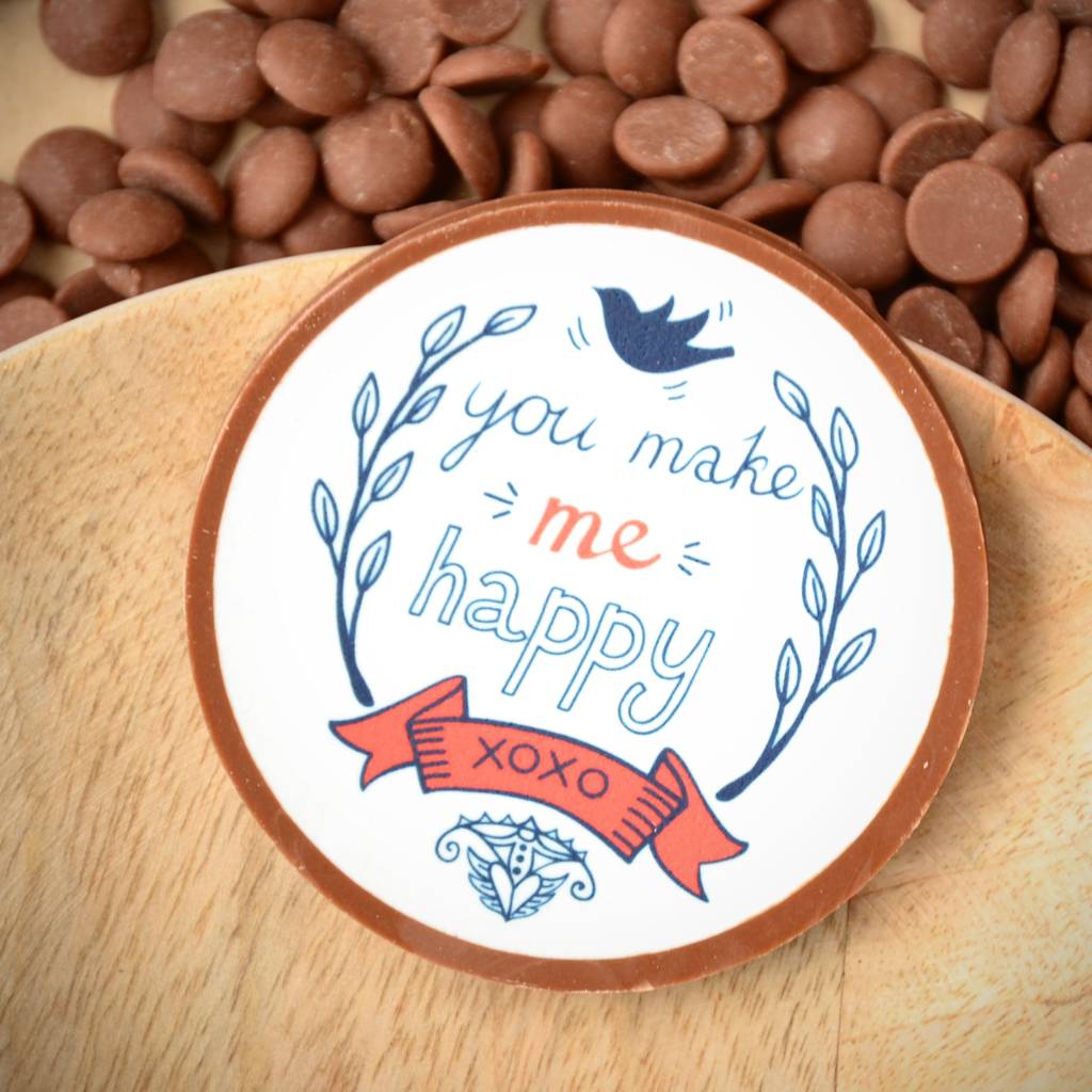 'You Make Me Happy' Valentine's Chocolate Medallion