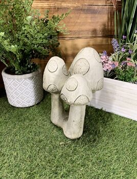 Stone Mushrooms Set Of Three On A Base, 3 of 6