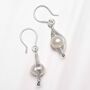 Sterling Silver Pearl Wire Dangly Earrings, thumbnail 4 of 5