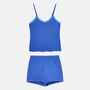 Women's 'Ultra Blue' Bamboo Lace Camisole Short Pyjama Set, thumbnail 4 of 6