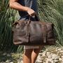 Large Genuine Leather Holdall Brown, thumbnail 7 of 11