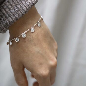 Sterling Silver Diamond Disc Bracelet, 2 of 10