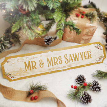 Personalised 'Mr And Mrs First Christmas' Street Sign, 2 of 5