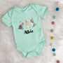 Personalised Watercolour Bunnies Babygrow, thumbnail 4 of 10