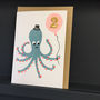Handmade Octopus 2nd Birthday Card, thumbnail 2 of 4