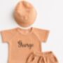 Summer Personalised 3pcs Towelling Sets Embroidered Kids Personalised T Shirt And Shorts Holiday, Beach , Swimming, thumbnail 7 of 13